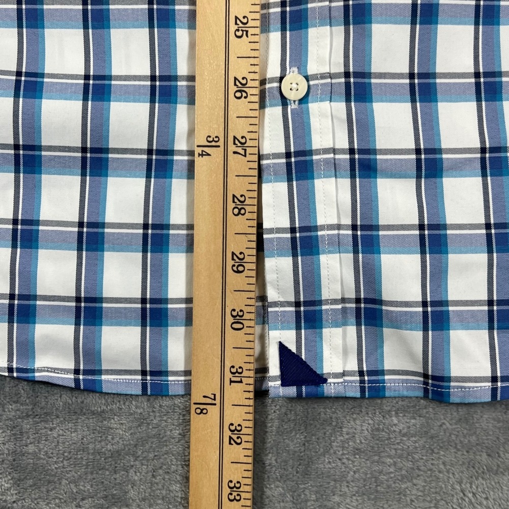 UNTUCKit Booker Slim Fit Shirt XL Mens Blue White Plaid Short Sleeve - Picture 3 of 10